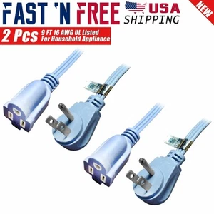 2-Pack 9 Feet Appliance 3 Prong Angle Plug UL Listed Indoor Extension Cord (Grey - Picture 1 of 1