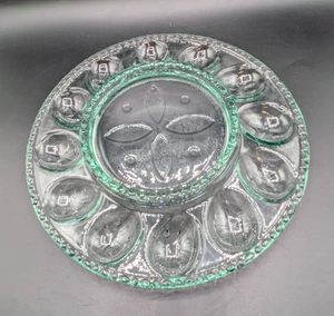 Vintage Longaberger Grün Glas 12 Teufel Eierteller Platte Servierschale 11" - Bild 1 von 5