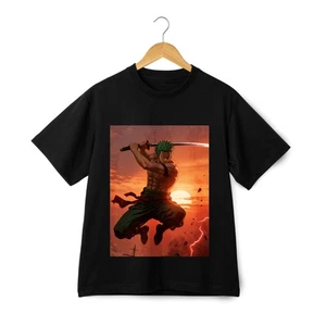One Piece Roronoa Zoro Printed T-Shirt,Unisex Trendy Loose Short-Sleeve Top Tee - Picture 1 of 21