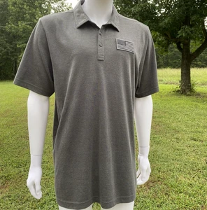 TravisMathew Polo Men's XL Dk Gray Performance Golf Flag Patch USA Stretch Shirt - Picture 1 of 12