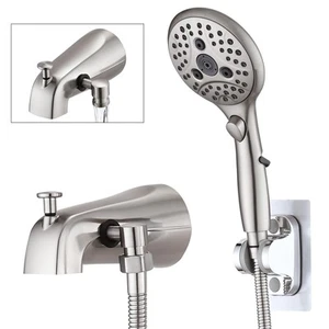 All Metal Tub Spout with Diverter, 6 Settings Hand held Shower with ON/OFF Pa... - Picture 1 of 7