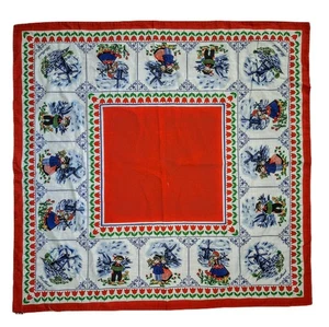 Mantel vintage pequeño holandés niño y niña 30"x30" Delft mezcla de algodón Holanda - Imagen 1 de 6