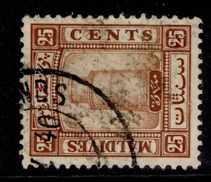 MALDIVE ISLANDS GV SG18B, 25c brown, USED. Cat £25. - Picture 1 of 1