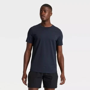 Men's Short Sleeve Soft Stretch T-Shirt - All In Motion Size L Navy Blue - Picture 1 of 2