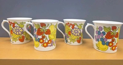 Rosina Queens Covent Garden MCM Mugs Cups RARE Colorful Fruit Fine Bone China  - Image 1 of 4