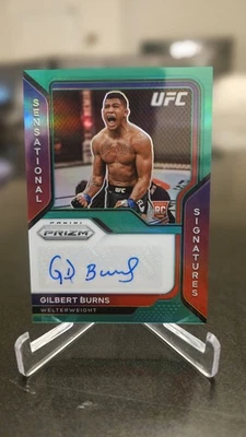 2021 Prizm UFC Gilbert Burns Auto - Green Sensational Signatures - Image 1 of 2
