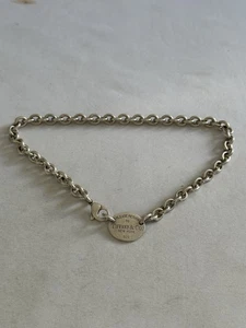 Please Return To Tiffany ovales Anhänger Halskette Halsband Anhänger 15,5 Zoll - Bild 1 von 9