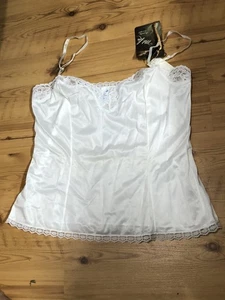 USA VINTAGE MEL-LIN Trägertop SEIDIG WEISS NYLON Spitze DAMEN LARGE 32” - Bild 1 von 10
