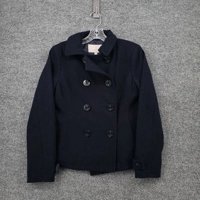 Chaqueta Banana Republic Mujer S Pequeña Azul Clásica Chaquetón Doble Pecho Lana Foto 1 de 4