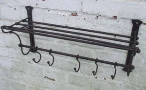 Stabile Wandgarderobe, Ablage, Garderobenregal m. 5 Haken, Eisen TOPANGEBOT - Bild 1 von 1