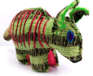 Vintage Folk Art Handmade Stuffed Animal Armadillo Possum 11" Multicolor Soft - Picture 1 of 5