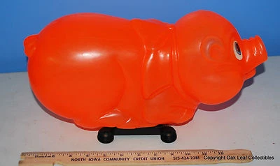 Marx игрушка-свинья 1966 г. — полумягкая пластиковая оранжевая. Хрюканье при сжатии. РЕДКАЯ! - Изображение 1 из 3