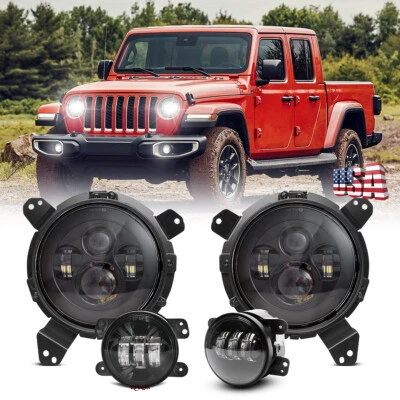 For Jeep Wrangler Sport S JL 2018-2025 Kits LED Headlgihts w/ Bracket Fog Lamps - Image 1 of 4