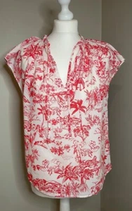 H&M Summer Top. Red and White Tropical Print. Size S - Picture 1 of 7