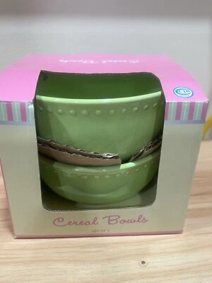 Juego de 2 cuencos de cereal verde decoración fresca de cerámica nuevos en caja Foto 1 de 4
