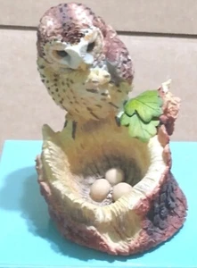Vintage Enesco Porcelain OWL Mini Figurine with Nest 1999 NOS With Box. - Picture 1 of 9