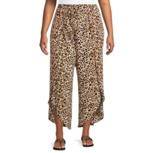 Time And Tru Missy Cover Up Pant Women’s Size M(8-10) Animal Print #PN - Picture 1 of 2