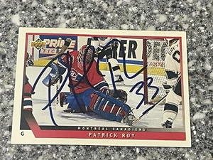 Tarjeta de hockey 1993/94 Topps NHL firmada!! PATRICK ROY CASI NUEVO AFILADO - Imagen 1 de 1