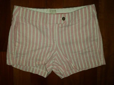 J. Pantalones Cortos Crew Para Mujer Talla 2 Lino Mezcla Algodón Rosa Blanco Rayas S # F2718 Foto 1 de 4