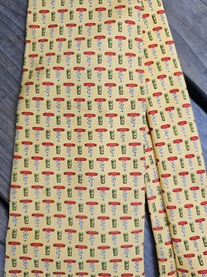 Corbata de seda sacacorchos vino amarillo Peter Blair bonita fiesta de cóctel de negocios Foto 1 de 3