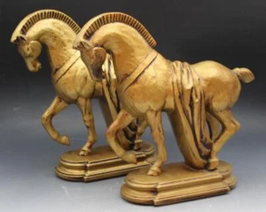 Vintage Lane & Co Van Nuys California Pottery Pair of Golden Trojan Horses 12" - Picture 1 of 18