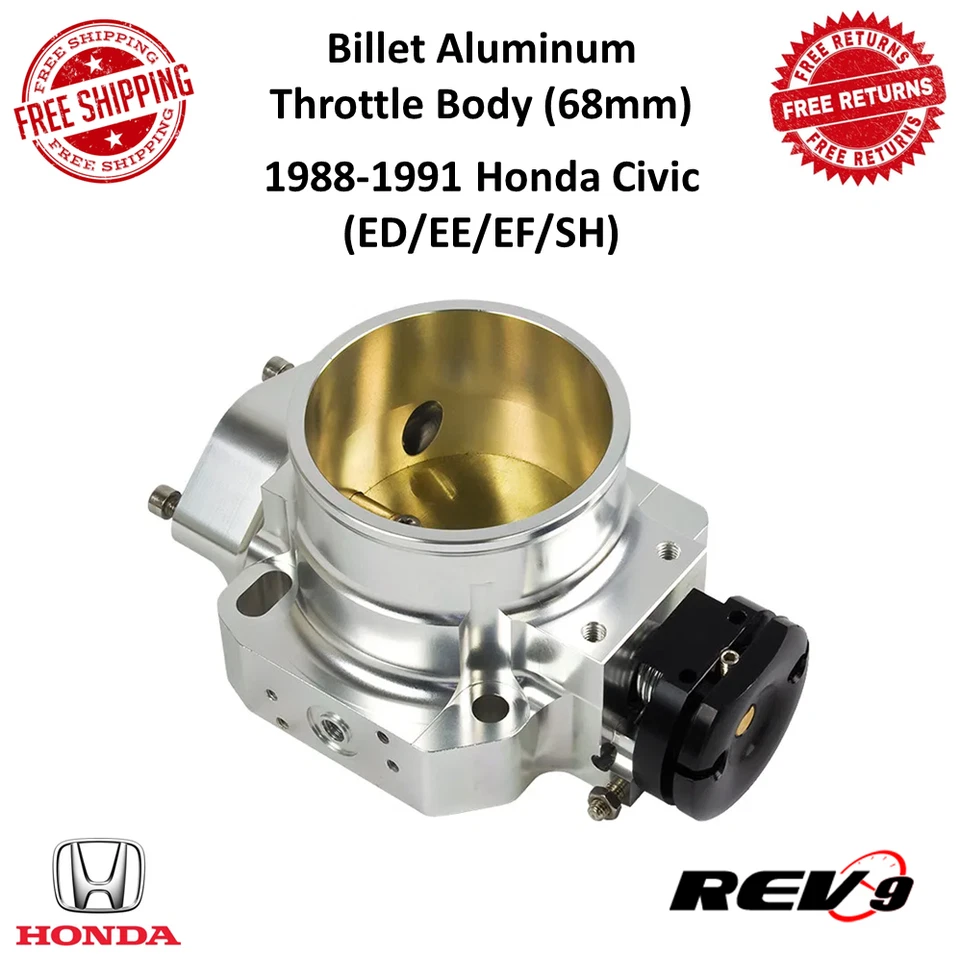 Corpo do acelerador REV9 billet alumínio 68mm para 1988-1991 Honda Civic (ED/EE/EF/SH) - Imagem 1 de 4