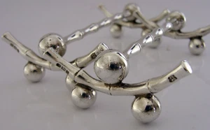 RARE CHINESE STYLE SOLID STERLING SILVER CUTLERY RESTS 1899 ANTIQUE 92g - Picture 1 of 7