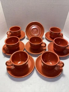 Lot Homer Laughlin Fiestaware (7) Cups (8) Saucers Persimmon Color 1995-2004 - Picture 1 of 12