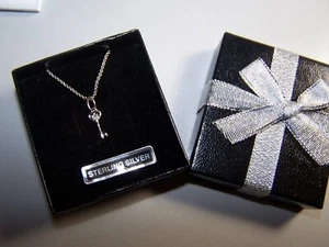 NEU JWBR DESIGNER MINIATUR 5/8" DIAMANT SCHLÜSSEL ZU MEINEM HERZEN ANHÄNGER UND KETTE - Bild 1 von 11