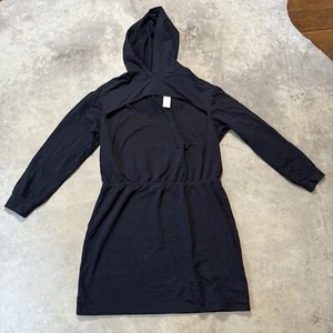 Anthropologie T.La Mini Dress Womens XL Black Cut-Out Hooded Long Sleeve - Picture 1 of 10