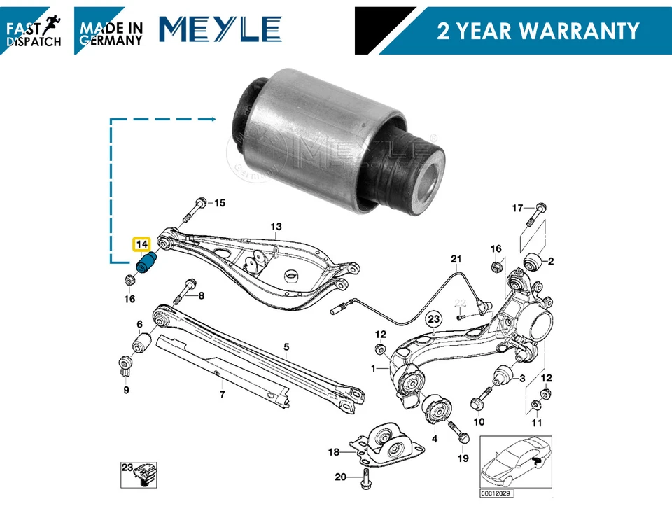 PARA BMW SERIE 3 E46 EJE TRASERO BRAZO DE CONTROL INFERIOR BRAZO DE ARRASTRE INTERIOR ARBUSTO Foto 1 de 1