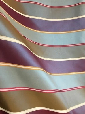 BLUE TWO TONE MULTICOLOR Striped Taffeta Brocade Fabric (54 in.) Sold BTY - Image 1 of 4