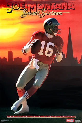 Joe Montana SWEET SIXTEEN (1990) San Francisco 49ers Costacos 23x35 POSTER Cover