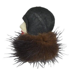 Figural Face Head Brooch Flapper Girl Gatsby Fur Vintage Pin Painted Resin READ - Picture 1 of 5