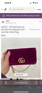 Gucci GG Marmot Velvet Pink is Mini Shoulder Bag - Picture 1 of 9
