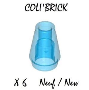 Lego 4589 b - 6x Brique cone / Cone 1x1 top groove - Trans dark blue - NEUF - Imagen 1 de 1
