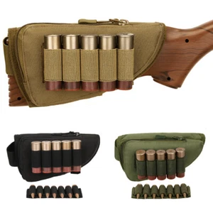Tactical Butt Stock Pouch Shotgun Rifle Cheek Rest Pad Shell Ammo Holder Pocket - Picture 1 of 15