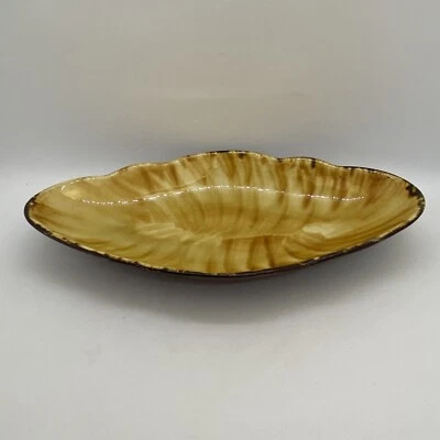 VINTAGE PORTHMADOG WALES HAND PAINTED STUDIO POTTERY OVAL DISH Brown - Image 1 of 4