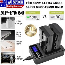 2x NP-FW50 Battery + Dual Charger for Sony Alpha A6000 A6100 A6300 A6400 A6500 A