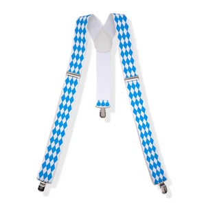 Portapantalones bávaros "Bavaria 1" con patrón de rombos (azul/blanco) Oktoberfest - Imagen 1 de 8