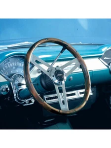 Grant Steering Wheel Classic 14-1/2 in Diameter 3-Spoke Wood Grip Stainle (992) - Picture 1 of 12
