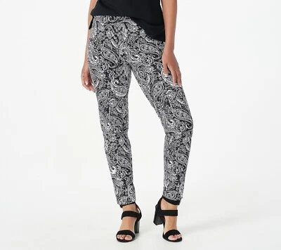 Isaac Mizrahi Live! nuevo sin etiquetas Pantalón al tobillo Petite estampado cachemir elástico 24/7 talla 16P Foto 1 de 4