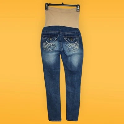 WallFlower Maternity Jeans Small Distressed Embellished Skinny Leg Belly Panel - Image 1 of 4