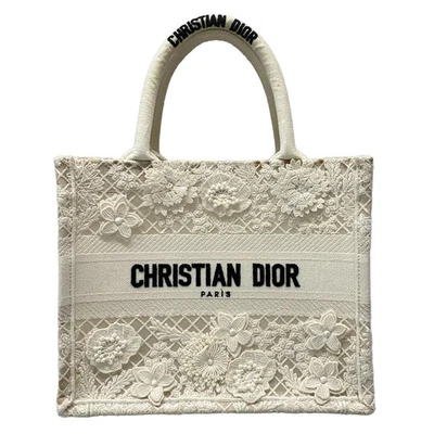 Auténtico bolso pequeño libro DIOR/ChristianDior - fibra química de algodón crema Foto 1 de 4