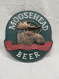 Vintage MOOSEHEAD Canadian Lager BEER 14" x 13" Hard Plastic 3D Bar Sign - Picture 1 of 10