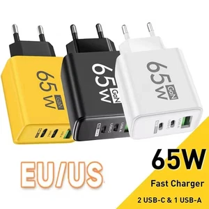 65W GaN Charger 3 Port Fast Charge Charger Type C PD Adapter For iPhone - Picture 1 of 20