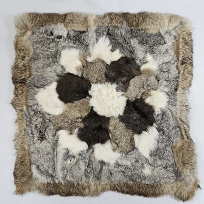 Vintage Fur Patchwork Pillow Cover - Mixed Pelts In Floral Pattern - Image 1 of 4