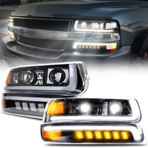 NEW LED Headlights For 99-02 Chevy Silverado 00-06 Suburban Tahoe 1500 2500 3500 - Picture 1 of 9
