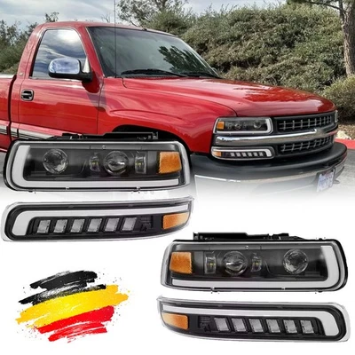 LED Scheinwerfer DRL+Stoßstangenlicht Für 99-02 Chevy Silverado 00-06 Tahoe - Bild 1 von 4