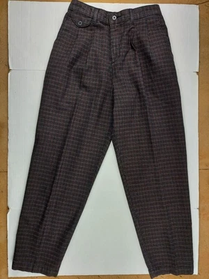 80s Vintage Plaid Pleated Pants Womens 6 Lee  100% Cotton Tapered Leg High Waist - Image 1 of 4